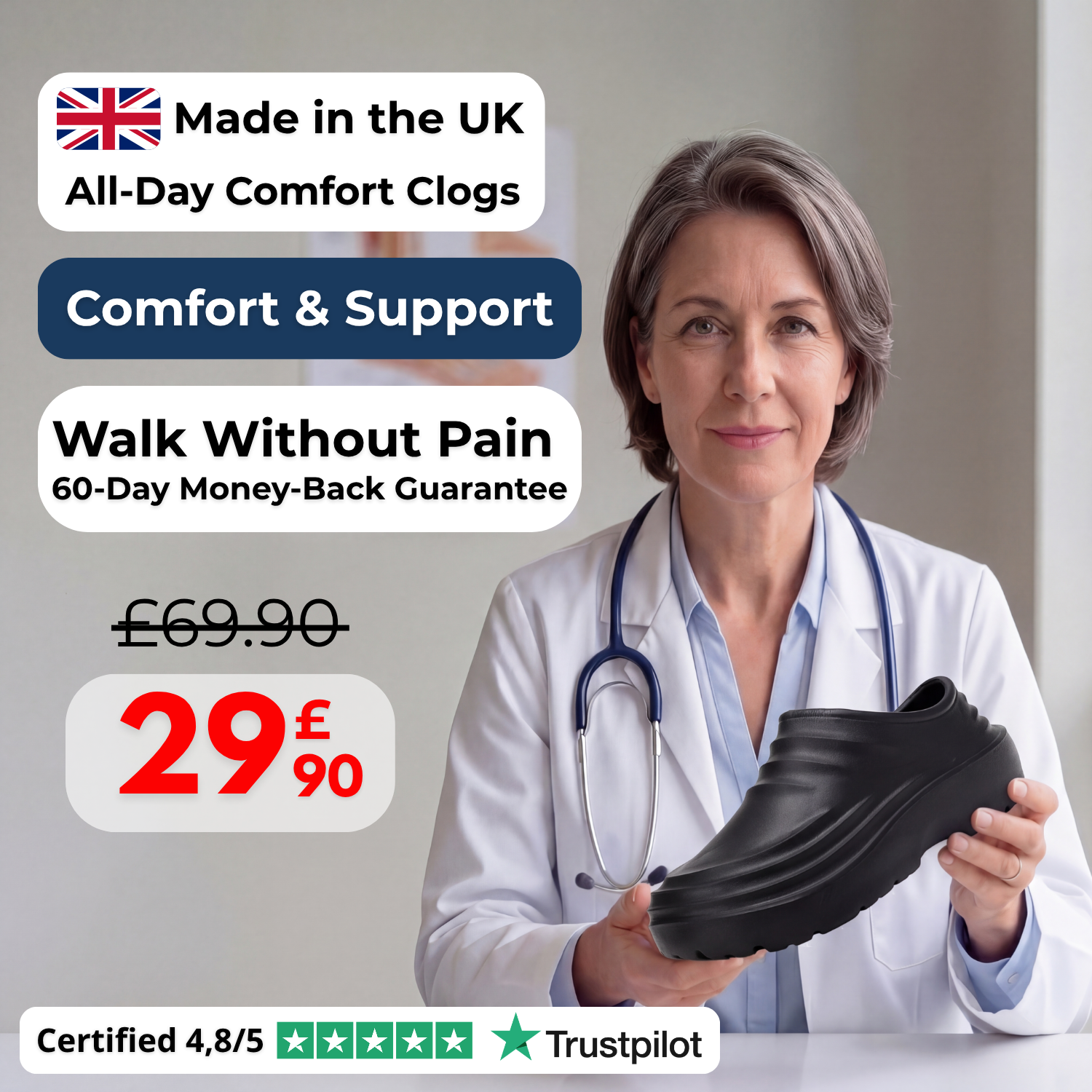 OrthoClog™ | The UK’s Leading Pain Relief Clogs for Long Workdays