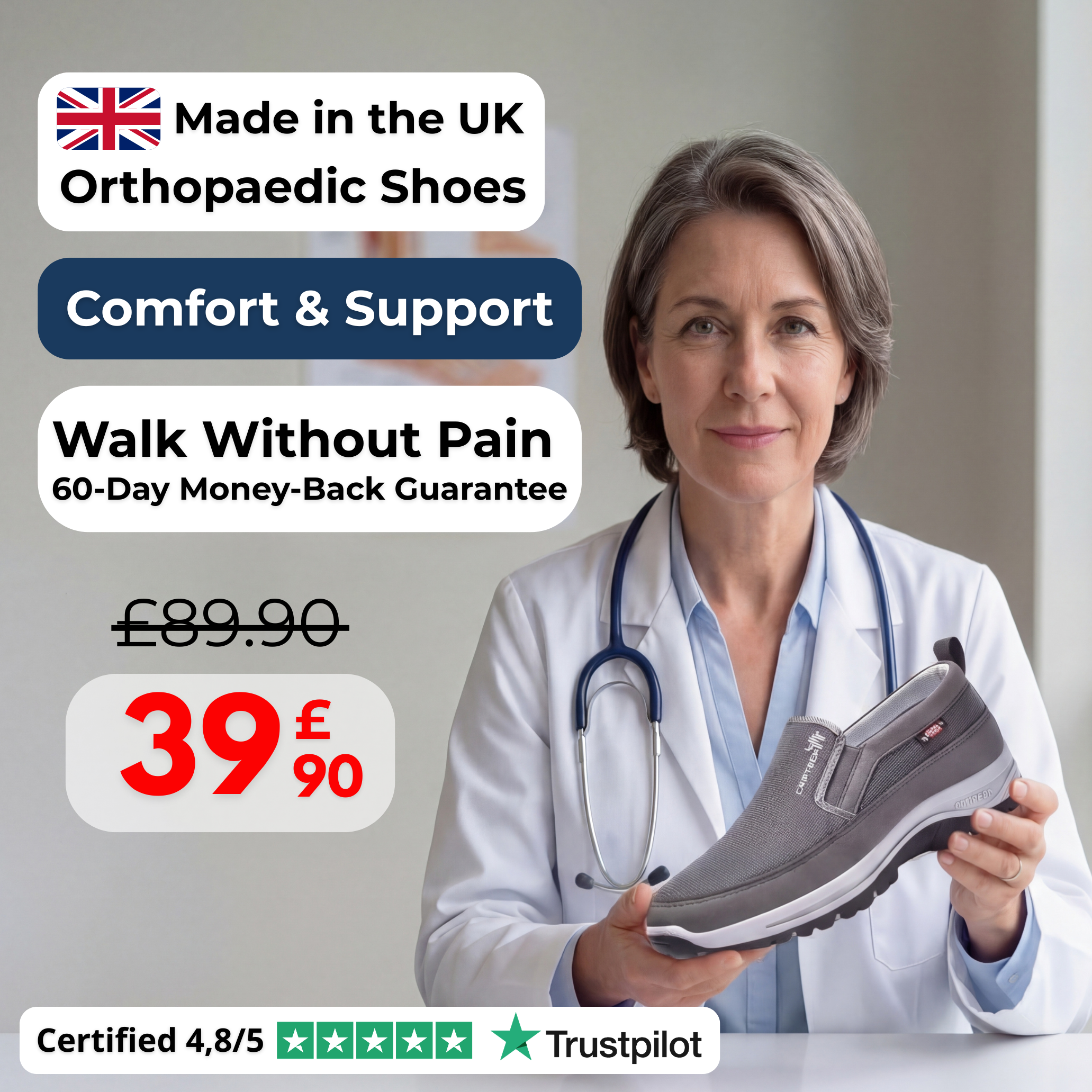 OrthoStride™ | The UK’s Leading Orthopaedic Shoes for Daily Comfort (Complete package)